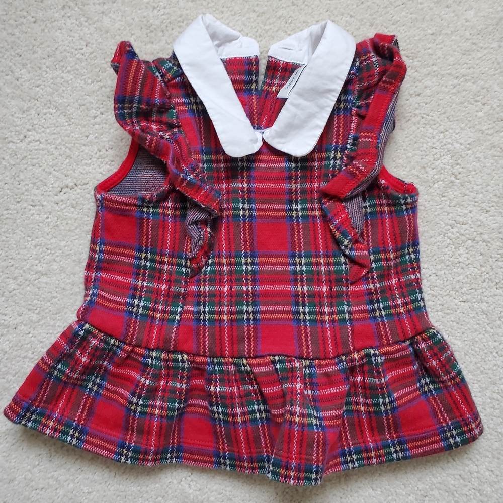 Janie and Jack Girls Plaid Jacquard Peplum Ruffle Top sz6-12m